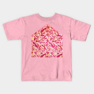 FLORENTINE RENAISSANCE FLOWERS Peacocks ,Butterflies.Red Floral Swirls, Leaves Kids T-Shirt